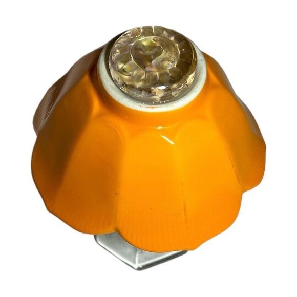 Art Deco Orange Ceramic and Glass Faux Lamp Decoration with Lusterware Top - Picture 4 of 7